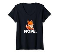 Femme Cute Kawaii Mens Womens & Kids Nope Red Fox Lover T-Shirt avec Col en V