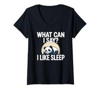 Femme Cute Kawaii Panda, What Can I Say? I Like Sleep T-Shirt avec Col en V