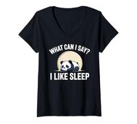 Femme Cute Kawaii Panda, What Can I Say? I Like Sleep T-Shirt avec Col en V