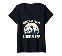 Femme Cute Kawaii Panda, What Can I Say? I Like Sleep T-Shirt avec Col en V