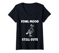 Femme Cute Little Animals Birds Simple Funny Mood Guinea Fowl T-Shirt avec Col en V