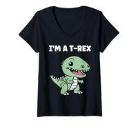 Femme Cute little minimalist tyrannosaurus dinosaur i'm a t-rex T-Shirt avec Col en V