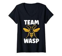 Femme Cute Little wasp Funny Minimalist Simple team wasp T-Shirt avec Col en V