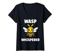 Femme Cute Little wasp Funny Minimalist Simple Whisperer wasp T-Shirt avec Col en V