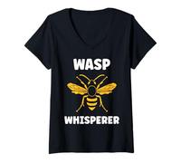 Femme Cute Little wasp Funny Minimalist Simple Whisperer wasp T-Shirt avec Col en V