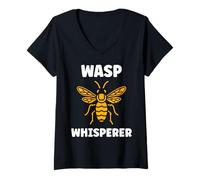 Femme Cute Little wasp Funny Minimalist Simple Whisperer wasp T-Shirt avec Col en V