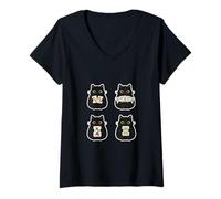 Femme Cute Mahjong Cat Graphics for Cat Lovers Mahjong Players T-Shirt avec Col en V
