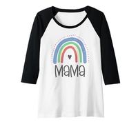 Femme Cute Mama Mini Assorti mère Fille Pastel Arc-en-Ciel Manche Raglan