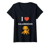 Femme Cute Minimalist Salamanders Small Simple i Love Salamander T-Shirt avec Col en V