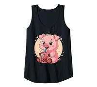 Femme Cute Pig Kawaii Anime Bubble Tea Girl Kids Débardeur