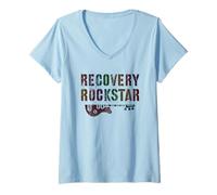 Femme Cute Recovery Rockstar Sober Clean Living AA NA Hope Award T-Shirt avec Col en V