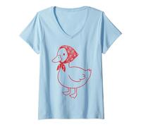 Femme Cute Romantic Goose Heart Love T-Shirt avec Col en V