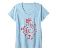 Femme Cute Romantic Goose Heart Love T-Shirt avec Col en V