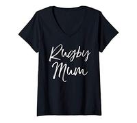 Femme Cute Rugby Mom Quote for Rugby Mothers Gift Rugby Mum T-Shirt avec Col en V