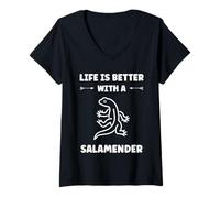 Femme Cute Salamanders Simple Life Better with a Salamander T-Shirt avec Col en V