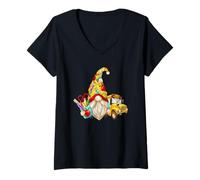 Femme Cute Teacher GNOME with Big Yellow Bus for School Bus Driver T-Shirt avec Col en V