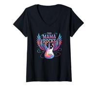 Femme Cute THIS MAMA ROCKS sera bientôt maman, mère de filles, Rockstar T-Shirt avec Col en V