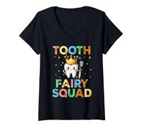 Femme Cute Tooth Fairy Squad Dentist Dental Assistant Costume T-Shirt avec Col en V