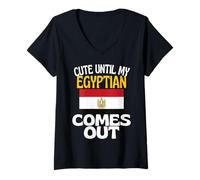 Femme Cute Until My Egyptian Comes Out Funny Egypte T-Shirt avec Col en V