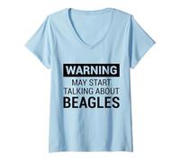 Femme Cute Warning Design for Beagle Owners and Dog Fans T-Shirt avec Col en V