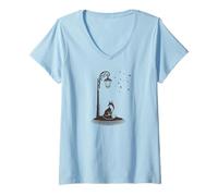 Femme Cute Wild Red Fox Wildlife Street Lamp Stars T-Shirt avec Col en V