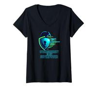 Femme Cybersecurity is My Superpower IT Tech Hacker T-Shirt avec Col en V