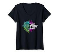Femme Cybersecurity Threat Hunter Packet Whisperer Wolf T-Shirt avec Col en V