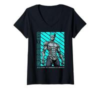 Femme Cyborg de Science-Fiction au-delà des frontières de l'humanité T-Shirt avec Col en V