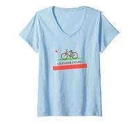Femme Cycle Cali Drapeau Californie Vélo de Route VTT T-Shirt avec Col en V