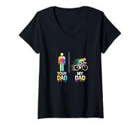 Femme Cyclisme en Triathlon : Mon père Cool Contre Le vôtre Funny Drippy T-Shirt avec Col en V