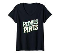 Femme Cyclist Beer Lover Pedals & Pints Bike Brew T-Shirt avec Col en V
