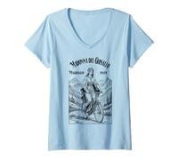 Femme Cycliste Cycliste Patron Saint Madonna Del Ghisallo Vélo T-Shirt avec Col en V