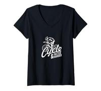 Femme Cycliste Disant vélo de Course vélo Cyclisme Motivation T-Shirt avec Col en V
