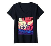 Femme Cyclistes Amateurs de VTT en Caroline du Nord T-Shirt avec Col en V