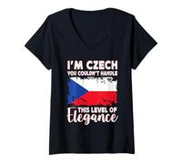 Femme Czech Republic Flag Proud Elegant Czech Boyfriend Girlfriend T-Shirt avec Col en V