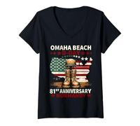 Femme D-day Normandie 1944 d day 81 ans d day 81st anniversary T-Shirt avec Col en V
