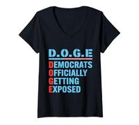 Femme D.O.G.E Department of Government Efficiency Hommes Femmes T-Shirt avec Col en V