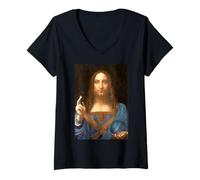 Femme Da Vinci T-shirt Salvator Mundi T-Shirt avec Col en V