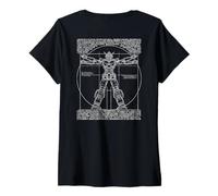 Femme DA Vinci Vitruvian Robot Japonais Anime Lover Graphic T-Shirt avec Col en V