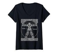 Femme DA Vinci Vitruvian Robot Japonais Anime Lover Graphic T-Shirt avec Col en V