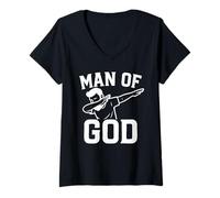 Femme Dab for Jesus Father’s Day Man of God Christian Dad Funny T-Shirt avec Col en V