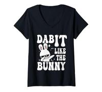 Femme Dab It Like The Bunny Easter Dabbing Funny Rabbit Lovers T-Shirt avec Col en V