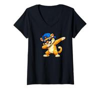 Femme Dabbing Cougar T-Shirt avec Col en V