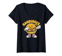 Femme Dabbing Hamburger Crew Funny Foodie Lover Team Burger T-Shirt avec Col en V