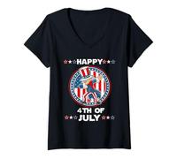Femme Dabbing Uncle Sam America Flag Patriotic 4th of July T-Shirt avec Col en V