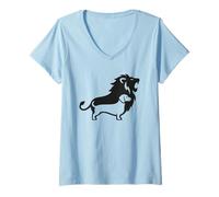 Femme Dachshund Doxie Chien Coeur de Lion T-Shirt avec Col en V