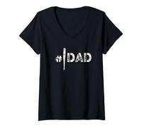 Femme Dad Baseball Number One Daddy Son Joueur de baseball T-Shirt avec Col en V