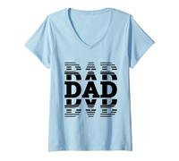 Femme Dad Funny Retro Stack pour Hommes Proud Daddy Papa Husband Fathers T-Shirt avec Col en V