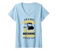 Femme Dad Grandpa A Retired Mechanic If I Can't Fix It Nobody Can T-Shirt avec Col en V