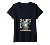 Femme Dad Jokes Hotline - Graphique Amusant pour Papa pour Mari T-Shirt avec Col en V